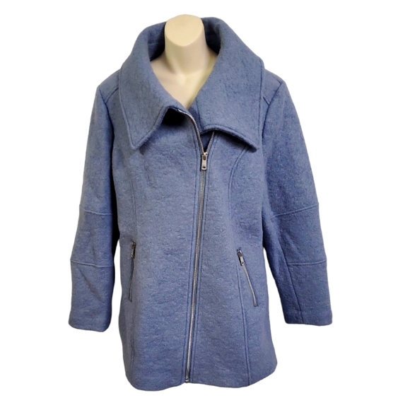 Kenneth Cole Women's Plus Asymmetrical Pressed Boucle Wool Swing Back Coat XXL - Picture 4 of 10